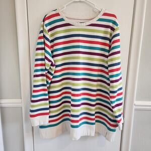 Lands' End Women's Plus 1X 16W 18W Multicolor Stripe Serious Sweats Sweatshirt